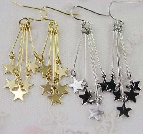 ***True Grace Accessories*** Gold Tone Stars Dangle Earrings