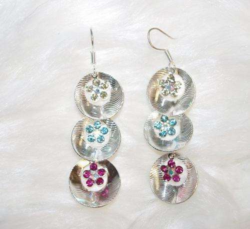 ***True Grace Accessories*** Silver Tone Folk Style Dangle Earrings
