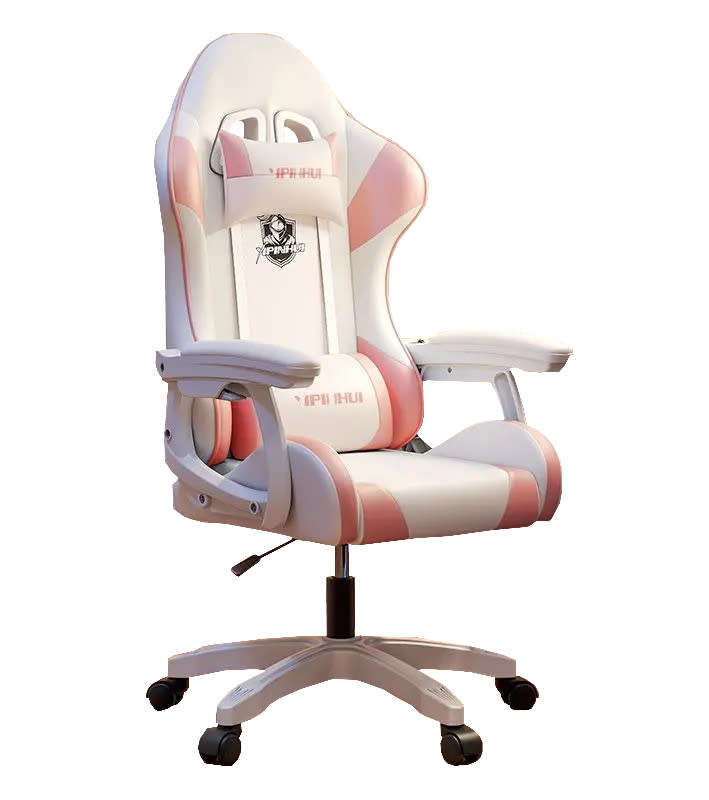 High Back Gaming Chair with footrest - Pink
