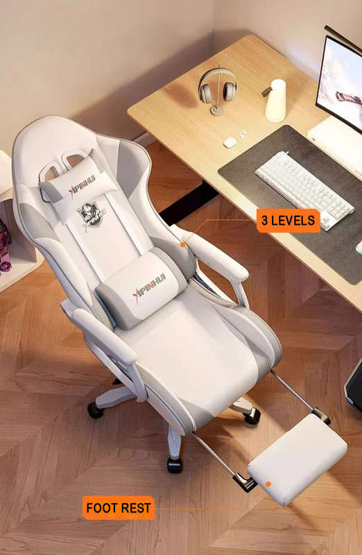 High Back Gaming Chair with footrest - Pink