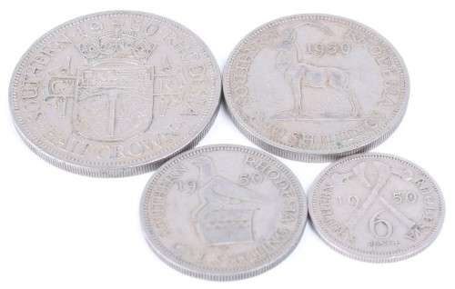 Southern Rhodesian 1950 - Half Crown + 2 Shilling + 1 Shilling + 6 Pence