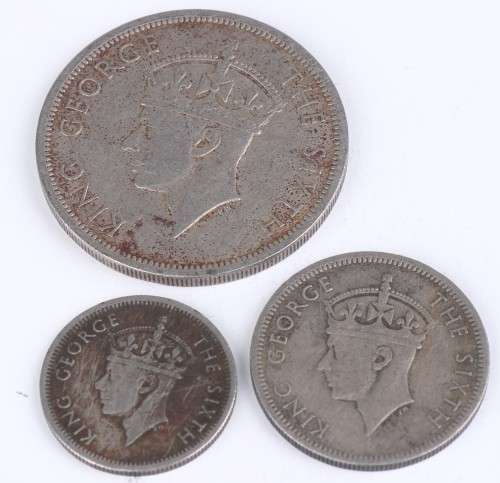 1949 Southern Rhodesian lot (Fine Detail) - Half Crown + 1 Shilling + 6 Pence