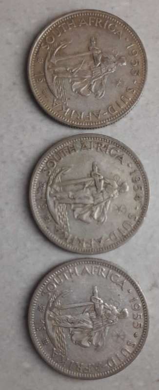 SA Union: 1953, 1954 and 1955 1 Shilling 1s)