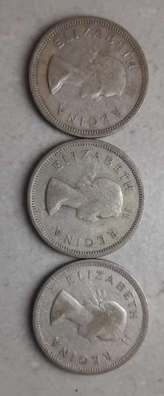 SA Union: 1953, 1954 and 1955 1 Shilling 1s)