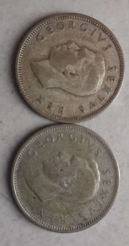 S A UNION 1 SHILLING 1951 and 1952