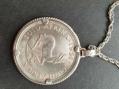 1951 5 Crown coin mounted as a pendant