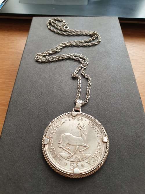 1951 5 Crown coin mounted as a pendant