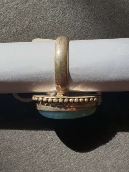 silver ring with a moon stones stamp 925