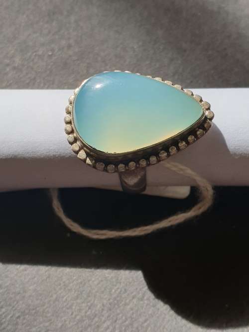 silver ring with a moon stones stamp 925