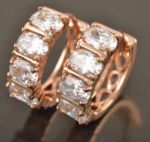 CZ 6 mm hoopEarings in 9K Rose Filled Gold