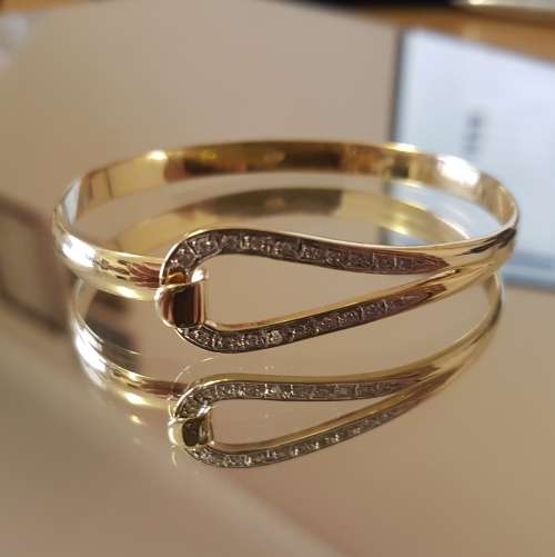 Stunning Gold and Diamond Lock Bangle