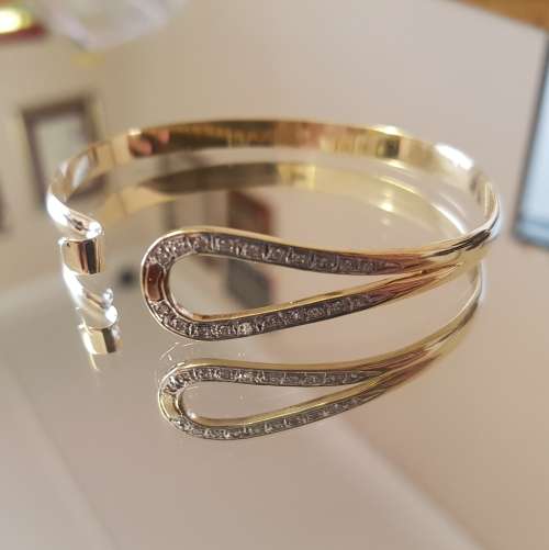 Stunning Gold and Diamond Lock Bangle
