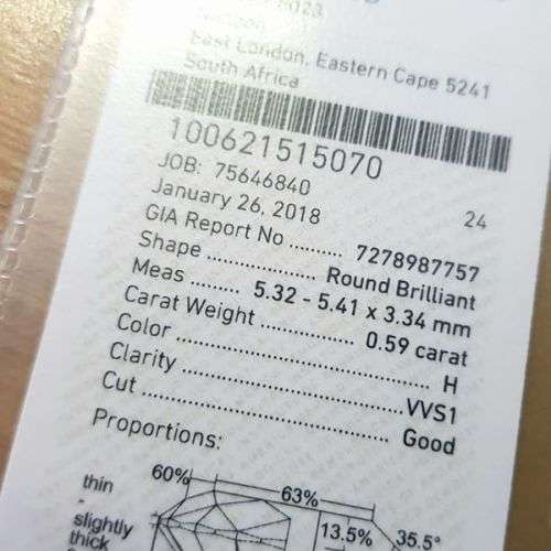 0.59ct Brilliant Round Diamond - GIA Certified
