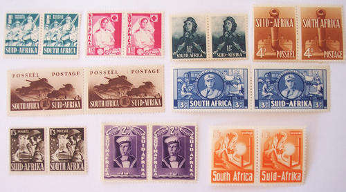 SOUTH AFRICAN LARGE WAR STAMPS-UM MINT PAIRS-VERY HIGH CATALOGUE VALUE