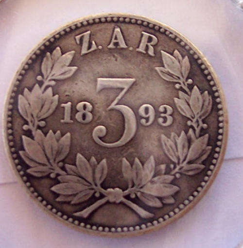 1893 ZAR TICKEY-EXTREMELY GOOD DETAIL-VERY HIGH CATALOGUE VALUE-DIFFICULT COIN TO FIND