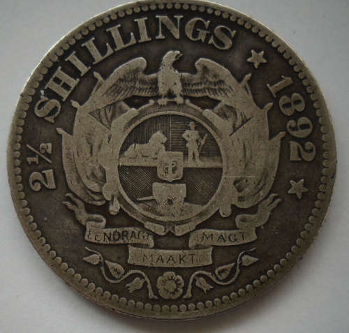 1892 ZAR SILVER TWO AND A HALF SHILLING