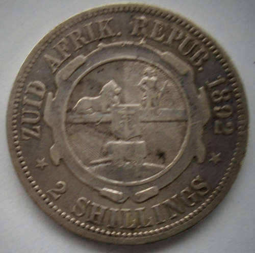 1892 ZAR TWO SHILLING SILVER COIN
