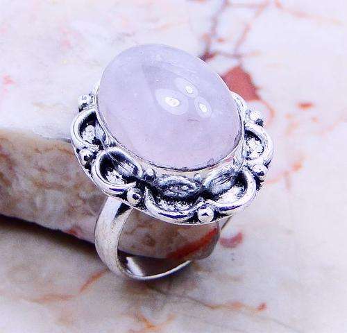ROSE QUARTZ .925 SILVER RING US Size 5.5 ; (Z12062)