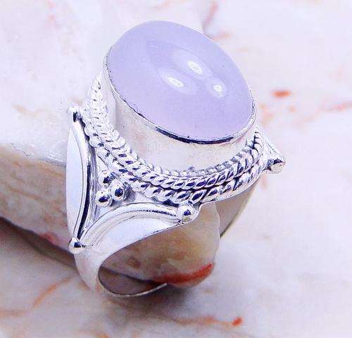 ROSE QUARTZ .925 SILVER RING US Size 8 ; (Z12658)