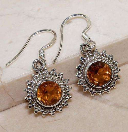 4CT Golden Citrine 925 Solid Sterling Silver Earrings 1" Inches Long