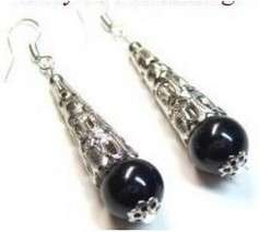 Costume Jewellery A pair of Pretty tibet black jade dangle earrings