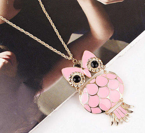 Fashion Gold Chain Pink Resin Charm Pendant Necklace (SAF20131206)