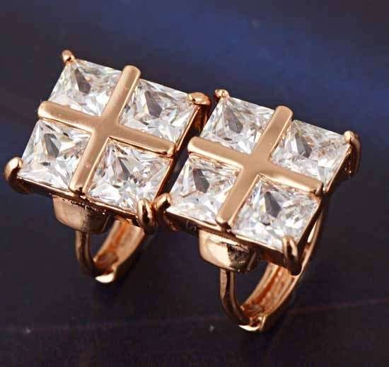 Rose GF Cubic Zirconia Girls Hoop Earrings