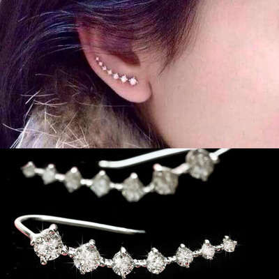 Top Quality 2015 Four-Prong Setting 7pcs Sim. Diamonds 18K Gold GP Ear Stud Earrings