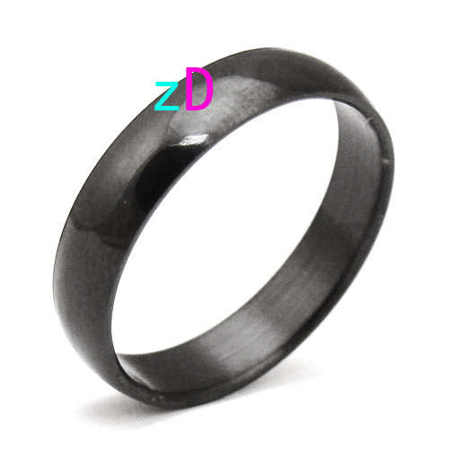 B6169 black simple ladys 316L stainless steel Ring Sz9