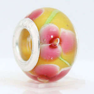 5 X 925 silver glass bead charms fit pandora biagi IW56