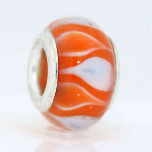 1 X 925 silver glass bead charm fit pandora biagi IW68