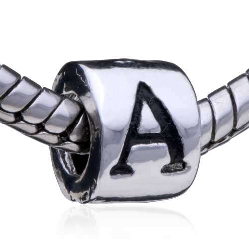 LETTER A SILVER EUROPEAN BEAD FOR TROLL CHARM