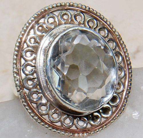 Gorgeous White Topaz 925 Sterling Silver Ring Sz 8.75