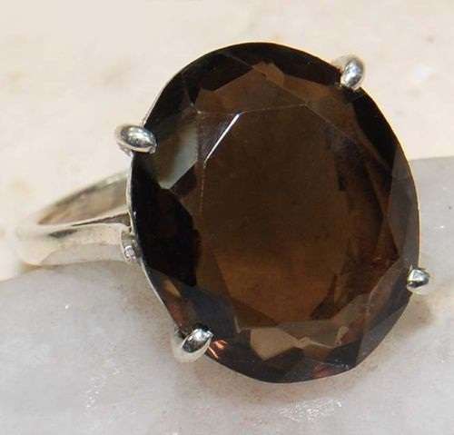 Gorgeous Smoky Topaz 925 Sterling Silver Ring Sz 7.5