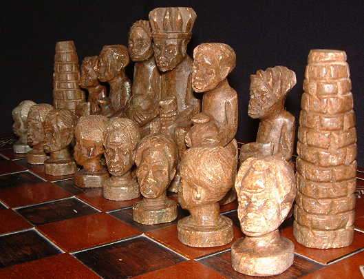 CHESS SET - CARVED SOAPSTONE  33 YEARS OLD