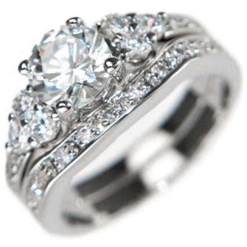 MAGNIFICENT! 2.12CTW BRILLIANT CUT ELEGANT "WEDDING BRIDAL RING SET" size 6