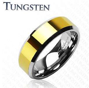 **CRAZY FREE SHIPPING!!** STUNNING SOLID TUNGSTEN CARBIDE 2TONE GOLD RING size 12