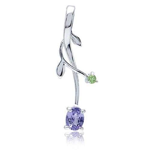 **NO RESERVE!!**100% NATURAL GENUINE TANZANITE & PERIDOT VINE LEAF PENDANT