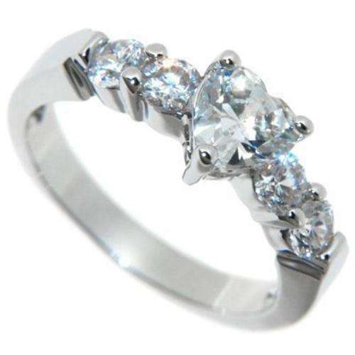 **!** 1.45ctw UNIQUE HEART STONE DESIGN SIMULATED DIAMOND ENGAGEMENT RING SZ 7