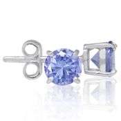 FREE SHIPPING! LOW START! Natural Tanzanite Round Shape 925 Sterling Silver Stud Earrings