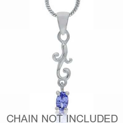 FREE SHIPPING!! Rich Blue Natural Tanzanite 925 Sterling Silver Vine Pendant