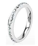 **LADIES SIMULATED DIAMOND ETERNITY RING STYLED IN SURGICAL STAINLESS STEEL