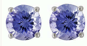 *NO RESERVE! "Pretty Tanzanite Cz Studs" Sterling Silver Stud Round Cut CZ Earrings