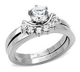 **STUNNING!! 2.50ctw STAINLESS SOLITAIRE SIMULATED DIAMOND "WEDDING RING SET" size 5