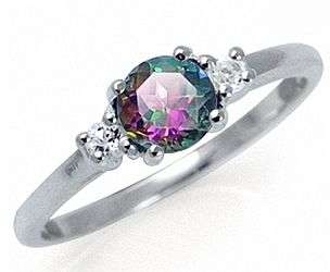 **FREE SHIPPING!!**ELEGANTLY BEAUTIFUL MYSTIC & WHITE TOPAZ 925 STERLING SILVER RING 8