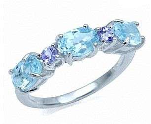 **FREE SHIPPING!** 100% Natural Tanzanite & Blue Topaz 925 Sterling Silver Ring sz P1/2