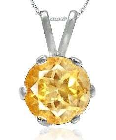 **Beautiful 6MM! Natural Round Citrine 925 Sterling Silver Pendant