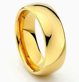 **TRADITIONAL CLASSIC SMOOTH TITANIUM 6MM WEDDING BAND CLAD IN 18K YELLOW GOLD 13