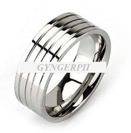 **NEW!! QUAD GROOVE SATIN MIRROR FINISH SOLID STAINLESS WEDDING RING size 11