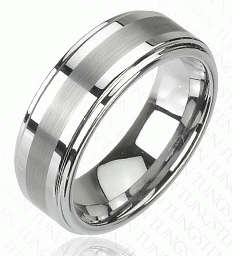 **CRAZY FREE SHIPPING!!** MATTE CENTRE STRIPED TUNGSTEN CARBIDE WEDDING RING size 14